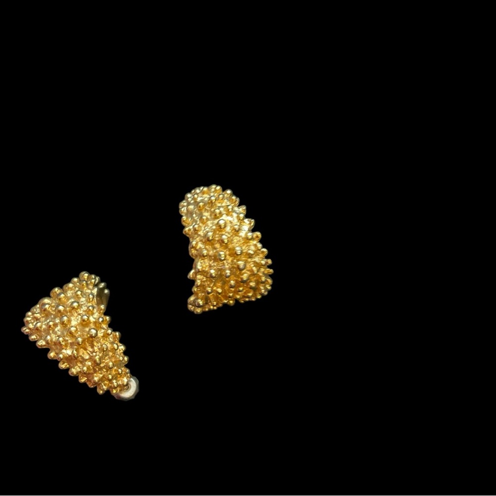 1980’s Gold Cavier Matte Clip-on Earrings